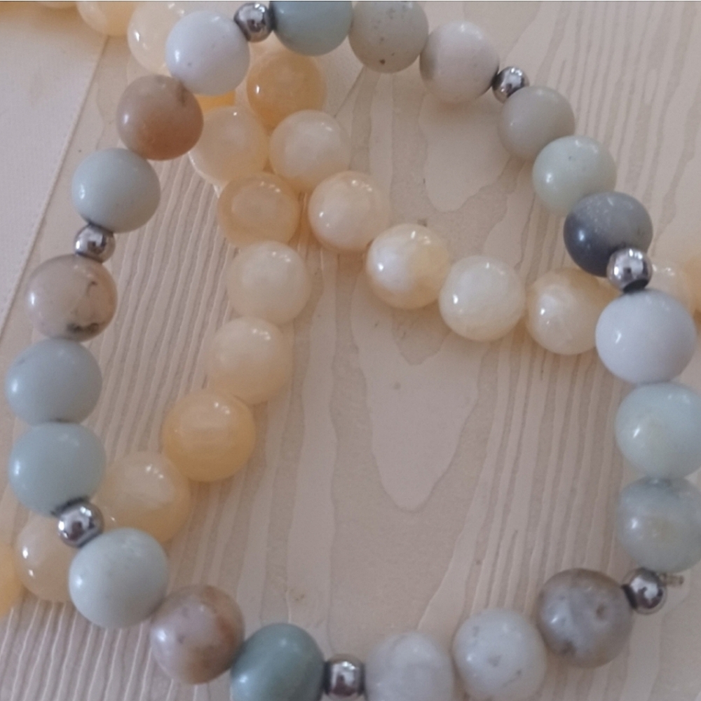 Matte Amazonite, Yellow Quartz & Green Prasiolite Yoga Bracelets 8mm